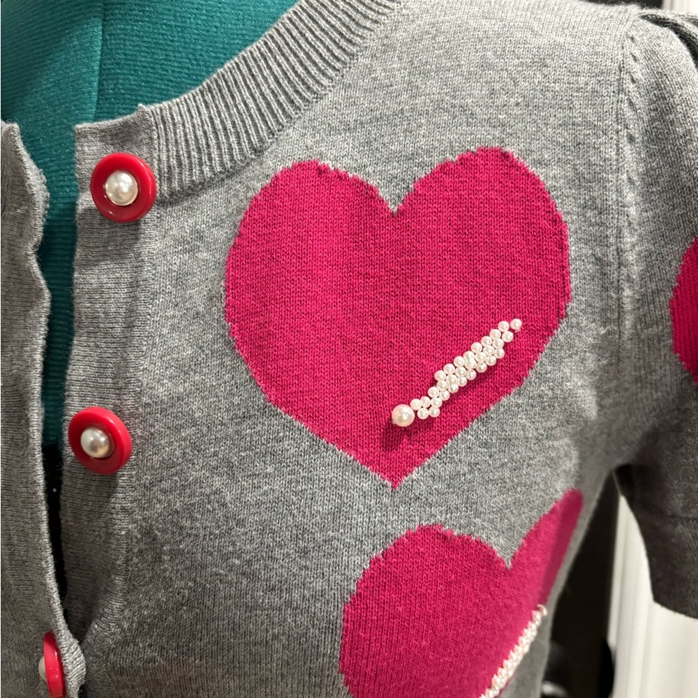Forever21 Twist hearts and pearls cardigan - Picture 4 of 13